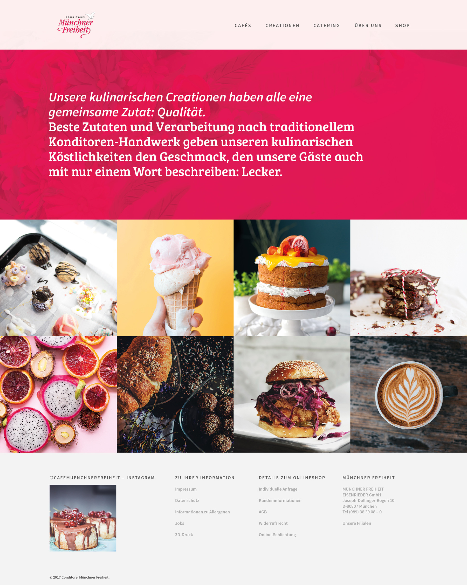 Café Münchner Freiheit Website designed by Tobias Heumann & Nicolas Droessel
